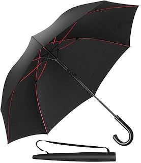 Newdora Stockschirm Regenschirm Windproof Manuelles Schließen Fiberglas Rippen Golf Umbrella Lightweight Extra Large 210T Wasserdichter Golfschirm Herren Damen mit rutschsicherem Griff (Schwarz)