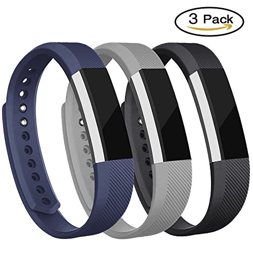 For Fitbit Alta Bands and Fitbit Alta HR Bands, Newest Adjustable Sport Strap Replacement Bands for Fitbit Alta and Fitbit Alta HR Smartwatch Fitness Wristbands with Metal Clasp Black Gray Navy Small