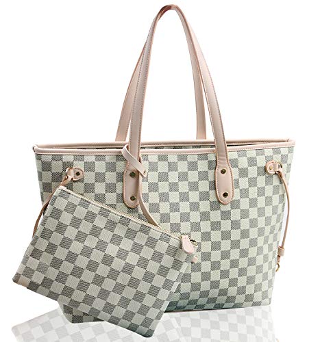 GOLD ANT Shoulder Bag for Women Classic Tote Bag Handbag with Removable Inner Pouch Cream Large