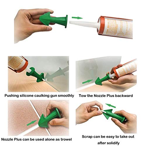 3Pcs Sealant Wiper for Fill in Cracks & Remove Excess Filler, Trowel Nozzle Plus Silicone Caulking Tools for Tile or Brick Joints Sealant Nozzle Plus Scrapers Set (Green) - Thumbnail 2