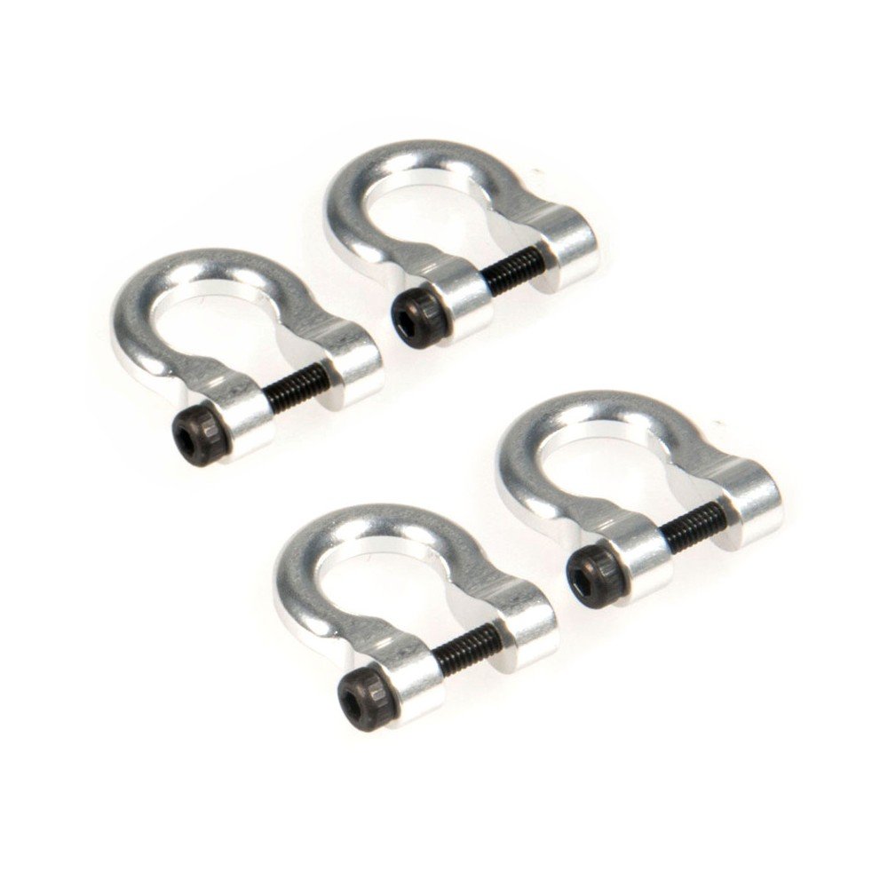 XUNJIAJIE 2 Pairs Aluminum Metal D-Ring Tow Shackle for Traxxas TRX-4 1/10 RC Crawler Car (Silver)