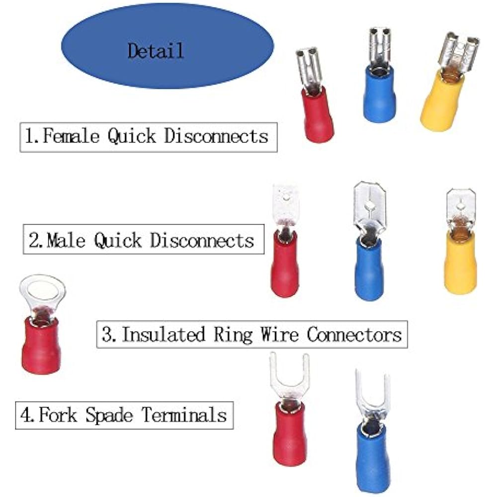 Wire Terminal Crimp Connectors,280pcs Small Electrical Insulated Spade