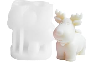 TOPYS 3D Christmas Elk Deer Silicone Candle Molds Soap Mold, DIY Xmas Theme Resin Mould for Home Party Decoration, Handmade Soap Bath Bomb Lotion Bar Chocolate Jello