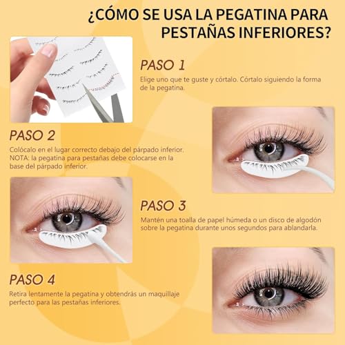 Pestañas magnéticas QUEWEL, 4 pares, reutilizables, con aplicador, sin pegamento, aspecto natural, fáciles de usar y quitar (MX-4-Pairs-CXJM-A01)