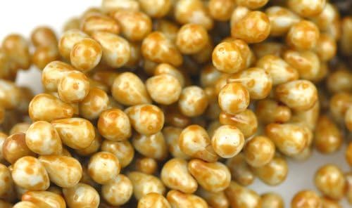 100 Beige Picasso Czech Glass Teardrop Beads Tear drops 6MM