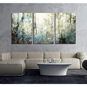 3 Panel Canvas Wall Art - Abstract Grunge Color Compositon - Giclee Print Gallery Wrap Modern Home Art Ready to Hang - 24" x 16" x3