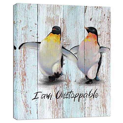 Visual-Art-Decor-Funny-Positvie-Penguins-Painting-Canvas-Prints-Wall-Art-Gallery-Wrapped-Picture-Artwork-for-Modern-Home-Office-Kids-Bedroom-Nursery-Wall-Decor