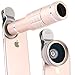 Camera Lens Kit,WMTGUBU 4 in 1 HD Universal Clip-On Phone 18X Optical Zoom Telephoto Lens+15X Super Macro Lens+0.6X Wide Angle Lens Tripod iPhone Samsung Huawei Ipad Tablet PC Laptops (Gold)