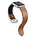 Sweatproof Hybrid Leather Sports Watch Band Vintage Replacement Bands for Apple Watch iwatch Series 4 3 2 1 Dark Brown Replacement Straps with Sliver Stainless Steel Buckle Clasp (42mm, Brown)