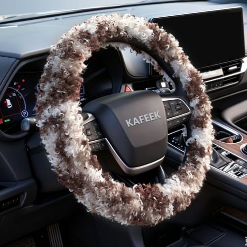 KAFEEK Curly Shearling Steering Wheel Cover