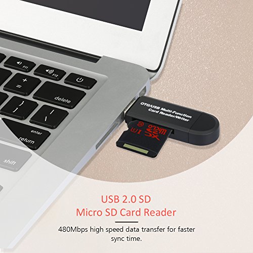 SD Card Reader, Nobebird Micro SD card Reader/Writer for SD/SDHC/MMC II/RS MMC/Micro SD/Micro SDHC/Micro SDXC, Micro USB OTG to USB 2.0 Adapter for Smartphones/Tablets/Laptops/PC with OTG Function
