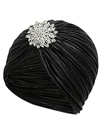 BABEYOND - Diadema de turbante con volantes para mujer con broche de cristal desmontable para fiesta Gatsby de 1920