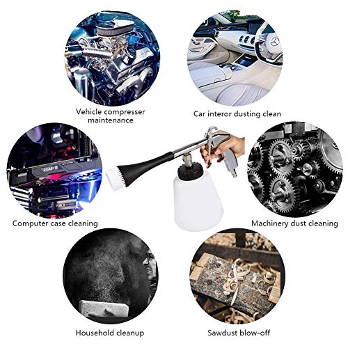 bopopo High Pressure Cleaning Tool Car Interior Care Tool Washing Gun Air Pulse Equipment,1L Cleaning Bottle and Nozzle Sprayer (US Edition-Applicable Hose Size:3/8")