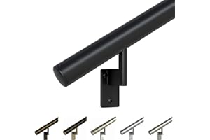 Promenaid 8ft Handrail Kit – Black, Made in Canada – Indoor/Outdoor Aluminum Stair Railing, 1.6'' Round – Includes 4 Pivoting