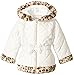 Pistachio Little Girls' Puffer Coat with Faux-Fur Print Trim