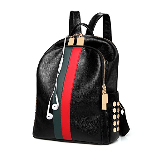 Alovhad Pu Leather Mini Backpack For Women Purse Cute Daypack Bag Fashion Shoulder Bag (A-Small Black)