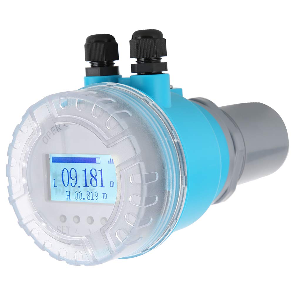 Photo 1 of Pwshymi Ultrasonic Level Meter, Liquid Level Sensor LCD Water Level Sensor, Digital Ultrasonic Level Meter Integrated LED Display 4-20mA Analog Output DC24V Water Level Sensor(#1)