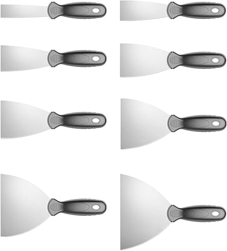 Amazon Co Jp Leishentパテナイフ乾式壁ナイフ スクレーパーパテナイフ スパックルナイフ 壁紙スクレーパー ペインターツール クラウン成形ツール 木材用ペイントリムーバー 8ピースセット ホーム キッチン