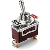 MGI SpeedWare One-Side Momentary Metal Toggle Switch | 20 Amp at 12VDC 125VAC | (ON)/Off, 1-Pack