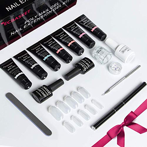 ECBASKET Poly Nail Gel Kit Professional Gel Nail Extension Gel Nail Enhancement Builder System Nail Technician French Kit