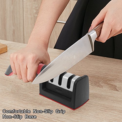 Kofun Knife Sharpener, Knife Sharpener 3-Stage Sharpening System Hand-Held Multifunction Kitchen Tools - Thumbnail 5