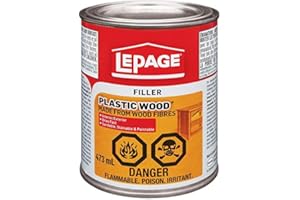 LePage Plastic Wood Filler - Synthetic Latex Wood Putty for Repairs, Holes, & Cracks, Paintable & Stainable - 473 mL, 1 Pack