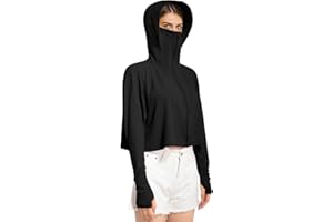 Locachy Womens UPF 50+ Sun Protection Jacket Lightweight Zip up Outdoor Running Hiking Hoodie with Face Mask