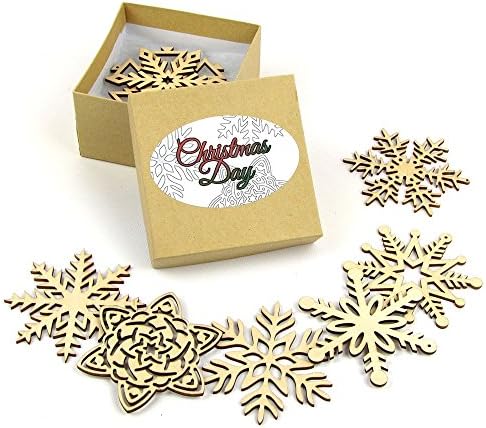 "Christmas Day Collection" Themed Wood Snowflakes in Gift Box