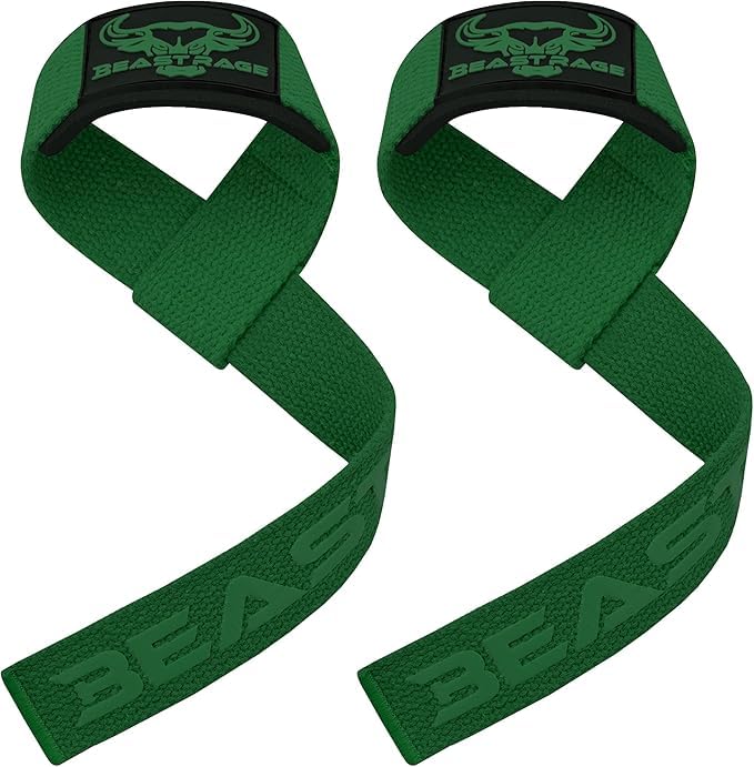 BEAST RAGE Weight Lifting Straps, Premium quality Neoprene Padded, cotton straps,Heavy Duty Gym Straps for Weightlifting, Deadlifting, Powerlifting, Crossfit, Strength Training Fitness (GREEN)