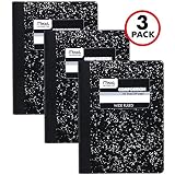 Mead Composition Notebooks, Comp Books, Wide Ruled Paper, 100 Sheets, 9-3/4 x 7-1/2 inches, Classic Black Marble, 3 Pack (38301)
