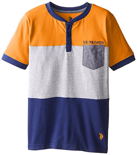 U.S. Polo Assn. Big Boys' Short Sleeve Henley, Light Orange, 10/12 U.S. Polo Assn. Big Boys' Short Sleeve Henley, Light Orange, 10/12