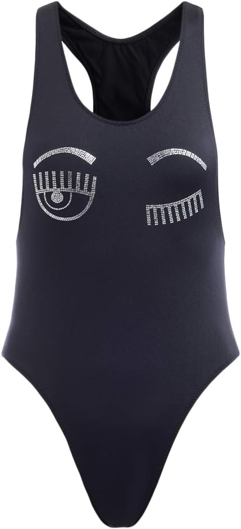 Chiara Ferragni Collection Chiara Ferragni Flirting Black One-Piece Swimsuit with Crystals S(INT)-(US) Black