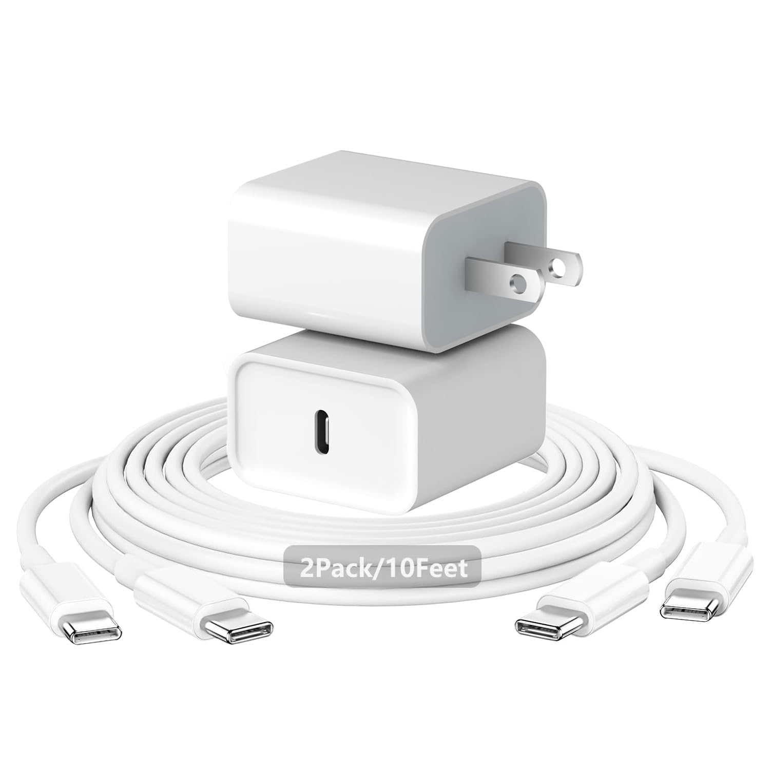 iPad Charger Fast Charging,2Pack 20W USB-C Fast Wall Apple Charger Adapter Block 10FT Long USB C to C Cable Cord for iPhone 15 Pro Max/iPad Pro 12.9/11.9,iPad 10th/Air 6th/5/4/Mini/iPad Air/Pro 13inch
