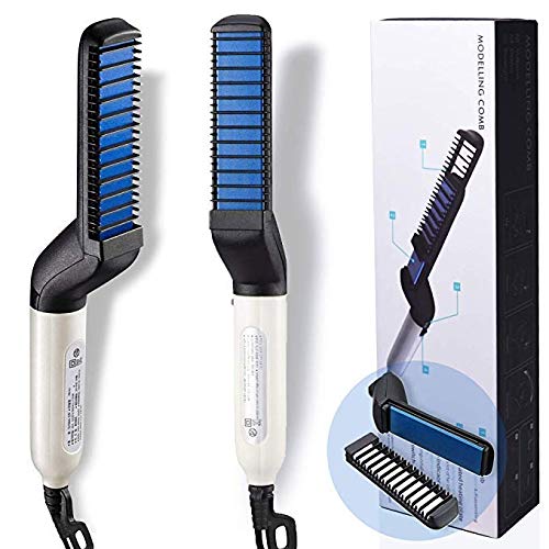 Clomana Ultra Electric Modelling Hair Comb, Quick Beard Hair Styler, Beard Straightener for Men, Multifunctional Hair Comb Curling Iron, Mens Efficient, Professional Quick Hair Styler