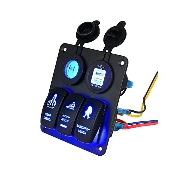 POTO-Car-5-Gang-Waterproof-Car-Auto-Boat-Marine-LED-Rocker-Panel-Switch-Circuit-Breakers-with-Dual-USB-Power-Charger-Adapter-for-RV-Car-Boat