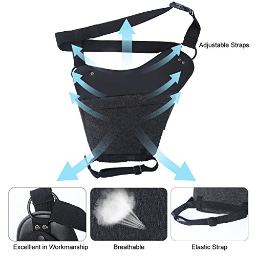 Eshow Beintasche Motorrad klein für Damen & Herren Schultertasche Bein Hüfttasche leicht wasserdicht Schwarz aus Canvas… – Bild 6