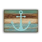 Blue Nautical Anchor Rustic Old Barn Wood Doormats Non-Slip Indoor/Outdoor/Front Door Mat,23.6"x15.7"