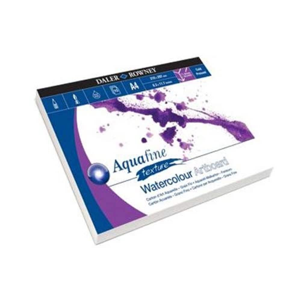 Daler-Rowney Aquafine Cold-Pressed Watercolour & Gouache 1.4mm Thick A4 Art Board, Natural White, Glued 1 Side, 10 Sheets, Ideal for Professional & Beginner Artists, Acid-Free