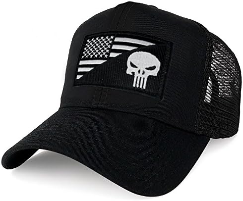 AC Racing USA American Flag Patch Snapback Trucker Mesh Cap - Black