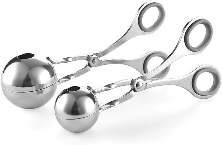Hovico Meat Ballers, Stainless Steel Non-Stick Meatball Maker, Tongs, Cake Pop Meatball Maker Ice Tongs, Cookie Dough Scoop for Kitchen. (1.38" and 1.78")