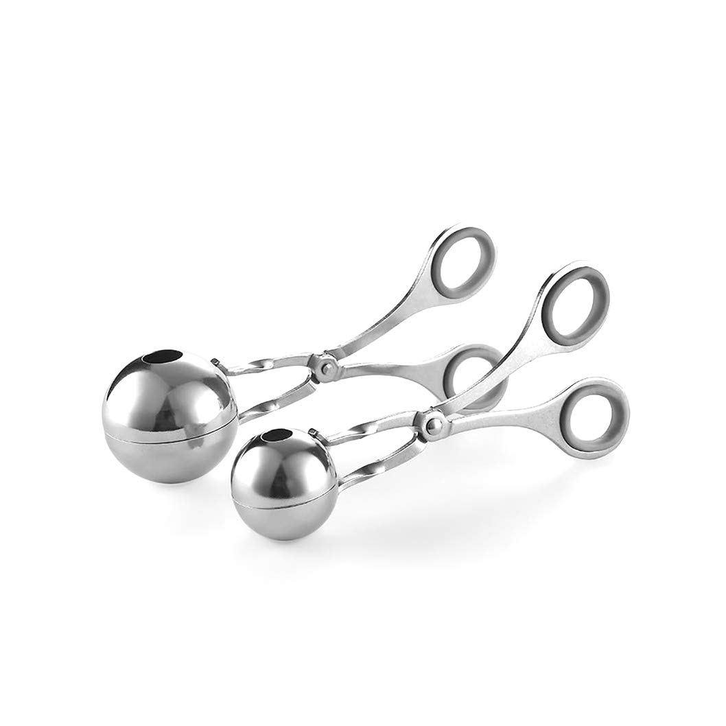 Hovico Meat Ballers, Stainless Steel Non-Stick Meatball Maker, Tongs, Cake Pop Meatball Maker Ice Tongs, Cookie Dough Scoop for Kitchen. (1.38" and 1.78")