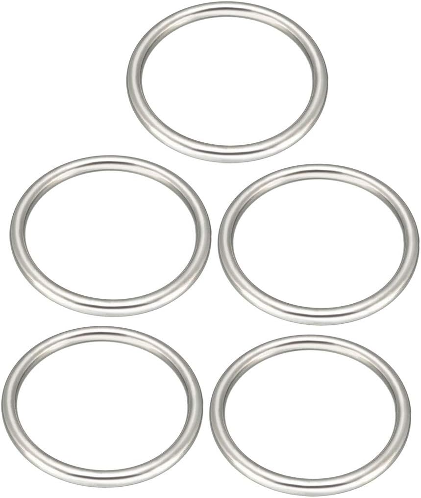 uxcell 5 Pcs Multi-Purpose Metal O Ring Buckle Welded 60mm x 50mm x 5mm for Hardware Bags Ring Hand DIY Accessories