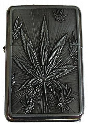 Lucy G HASH LEAF DESIGN 18 PETROL LIGHTER IN GIFT TIN (Chrome)