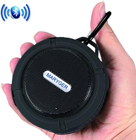 Maryger Mini Portable Waterproof Bluetooth Speaker Shower Speaker with USB Port for Mountain-Climbing,Riding,Traveling,Beach and at Home, Office,Car,Black