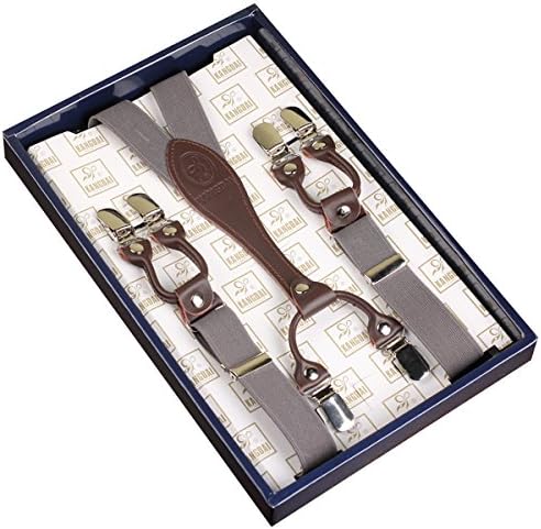 Men Braces Zoyette Suspenders For Men 6 Clips Wide 1.4" Y Back Heavy Duty Men Braces Elastic Durable Braces Strong Metal Clips