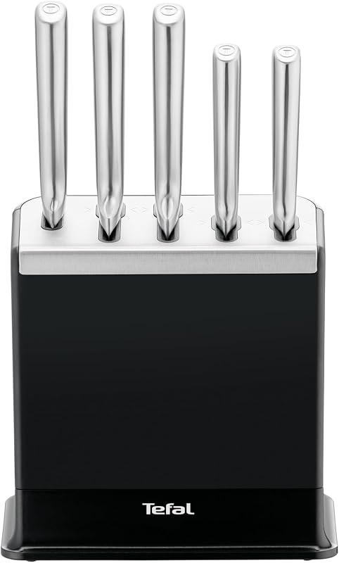 EverSharp Pro 5-teiliges Messer-Set mit selbstschärfendem Messerblock, patentierte Schärftechnologie, deutscher rostfreier Edelstahl, Schwarz, K2976S04