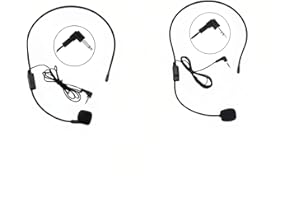 FANBODTA 2-Pack Headset Microphone for Voice Amplifier, Teachers, Presenters - Lightweight, Adjustable Boom Mic, 3.5mm/2-Pin Compatible, Comfortable Over-Ear Design, Clear Audio for Teachers, Coaching