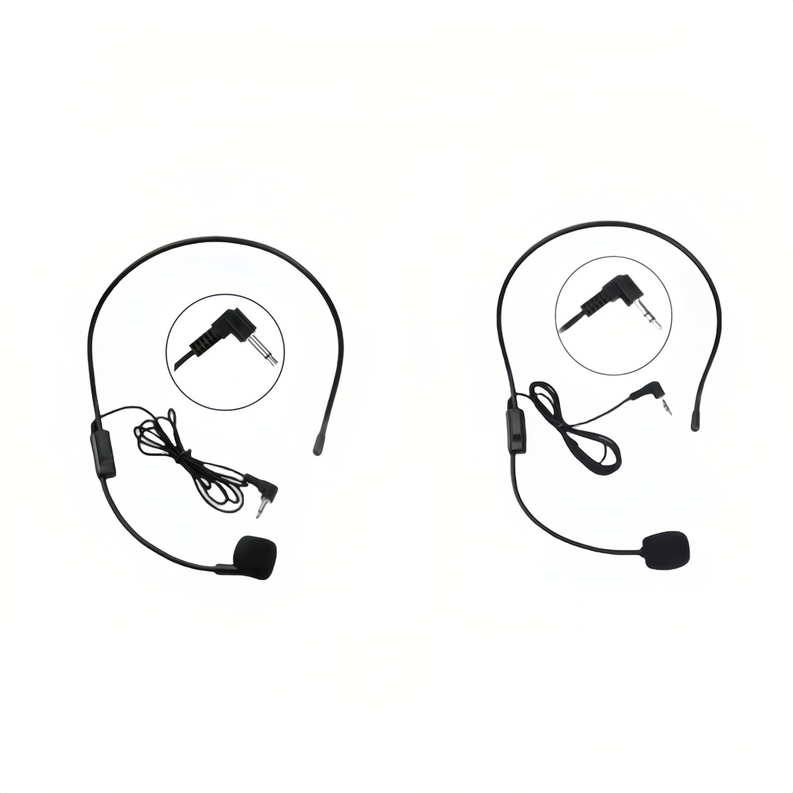 Photo 1 of 2-Pack Headset Microphone for Voice Amplifier, Teachers, Presenters - Lightweight, Adjustable Boom Mic, 3.5mm/2-Pin Compatible, Comfortable Over-Ear Design, Clear Audio for Teachers, Coaching