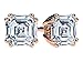 NANA Jewels Asscher Cut 14K Solid Gold Posts & Sterling Silver Simulated Diamond Stud Earrings 0.75 to 4.00ctw CZ