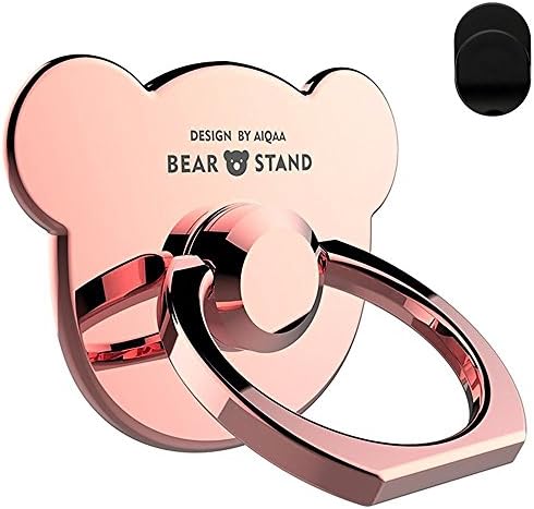AIQAA Phone Ring All Metal Material Car Mount Cell Phone Grip Holder Desk Stand for All Kind of Phones (Rose Gold)